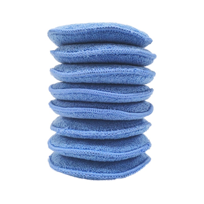 Polyte Microfiber Detailing Wax Applicator Pad, 8 Pack (Blue, 5 in) - Image 1